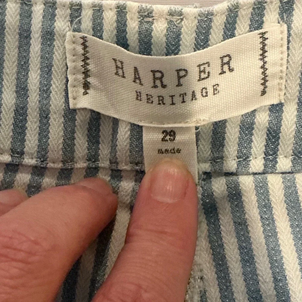 Blue White Striped High Waist Cuffed Shorts Size 29 Harper Heritage Women's